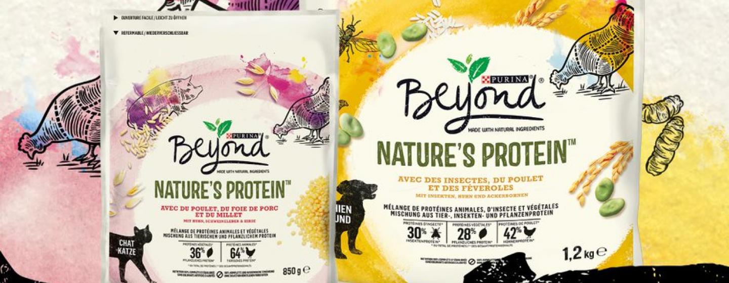 Packaging of the first Purina pet food with plant and insect proteins
