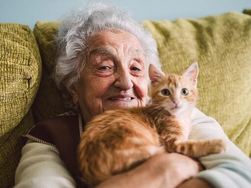 Old woman with a cat