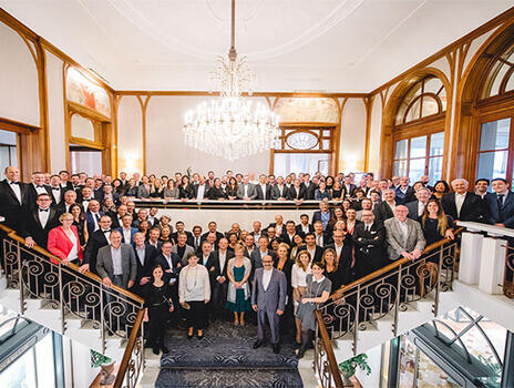A formal picture in a Purina official event
